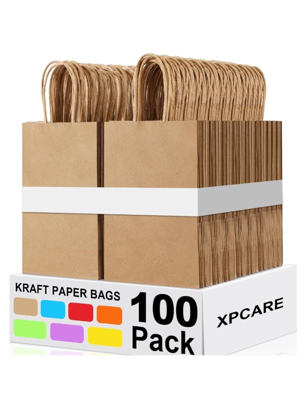 Kraft Paper Gift Bags with Handles 100 Pack Party Favor Treat Bags